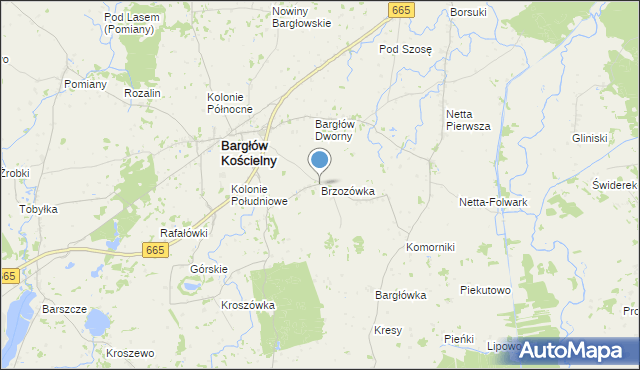 mapa Brzozówka, Brzozówka gmina Bargłów Kościelny na mapie Targeo